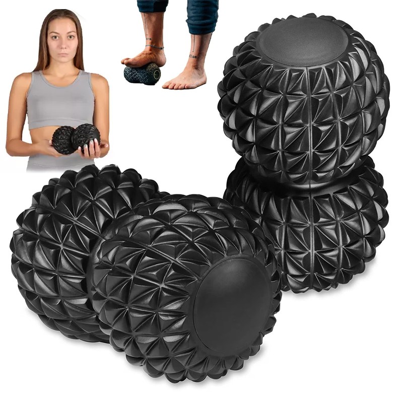 Yoqa üçün ikiqat Sərt Masaj Topu Qara